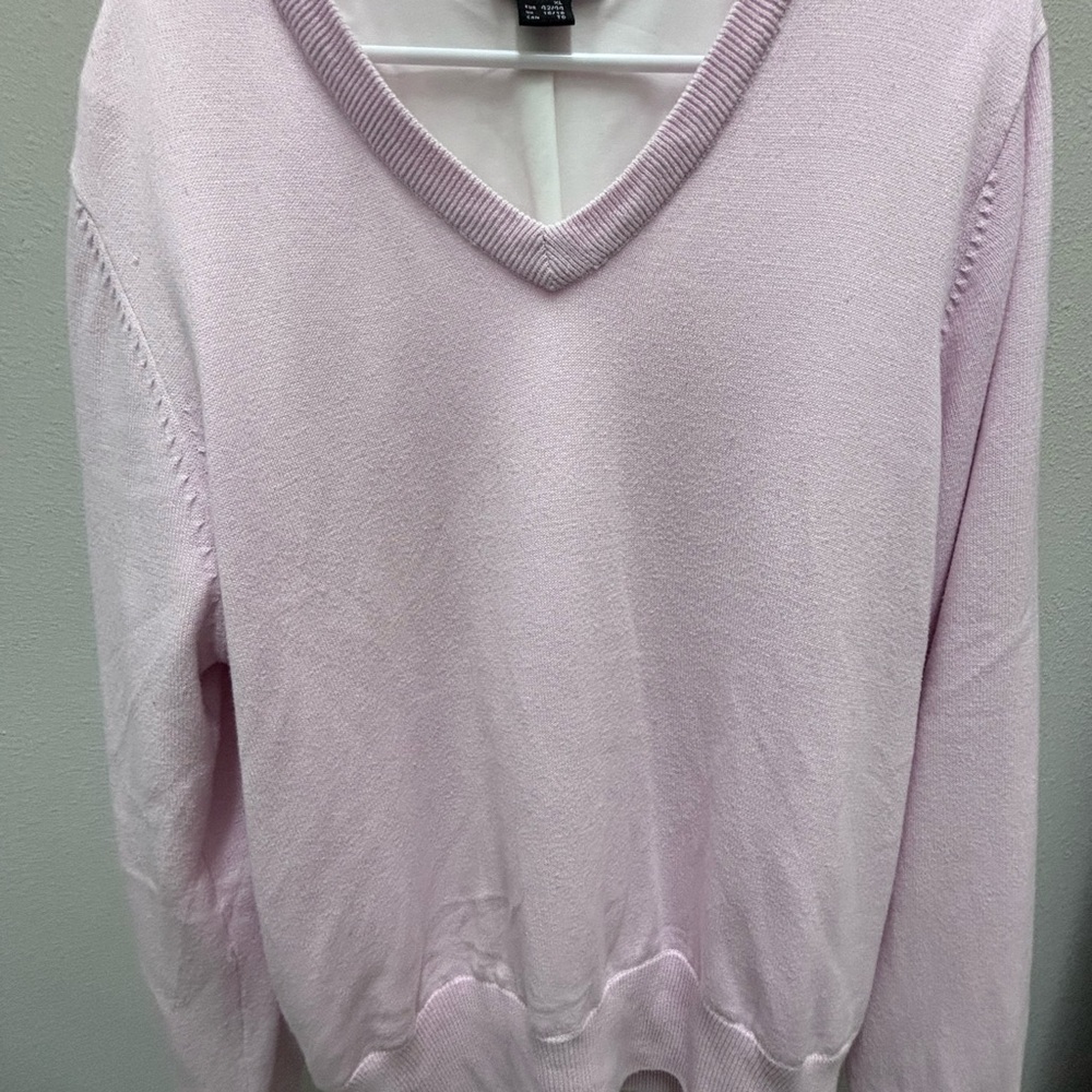 Used Abacus Light Pink V-Neck Women's XL Lined Golf Sweater